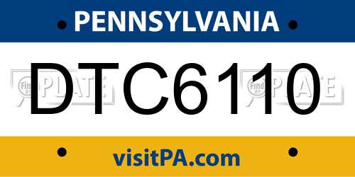 DTC6110 Pennsylvania License Plate