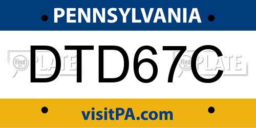 DTD67C Pennsylvania License Plate