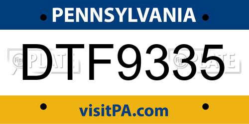 DTF9335 Pennsylvania License Plate