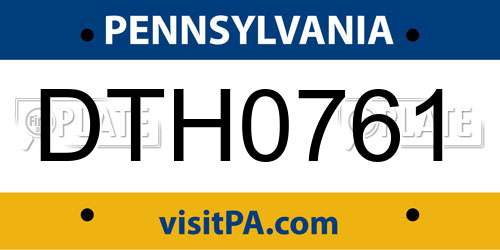 DTH0761 Pennsylvania License Plate