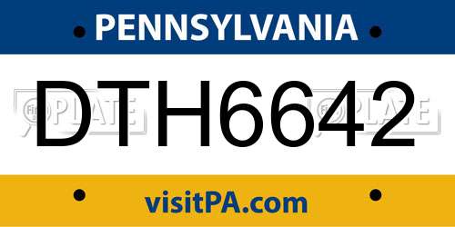 DTH6642 Pennsylvania License Plate