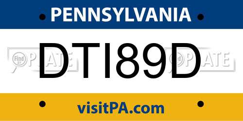 DTI89D Pennsylvania License Plate