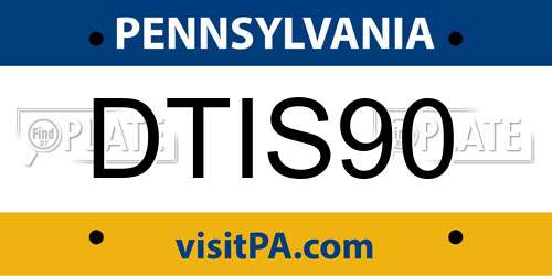 DTIS90 Pennsylvania License Plate