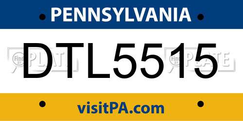 DTL5515 Pennsylvania License Plate
