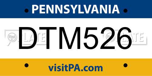 DTM526 Pennsylvania License Plate