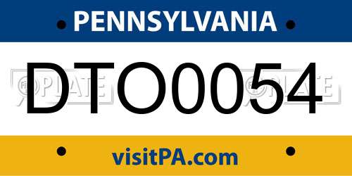 DTO0054 Pennsylvania License Plate