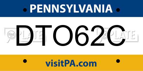 DTO62C Pennsylvania License Plate