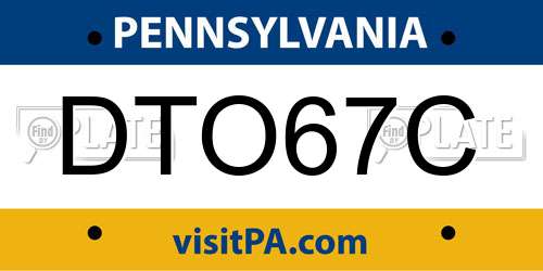 DTO67C Pennsylvania License Plate