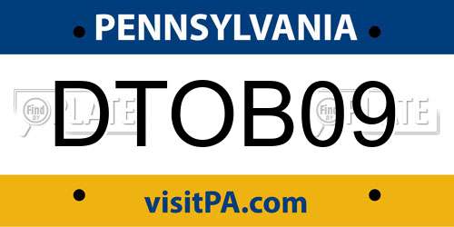 DTOB09 Pennsylvania License Plate