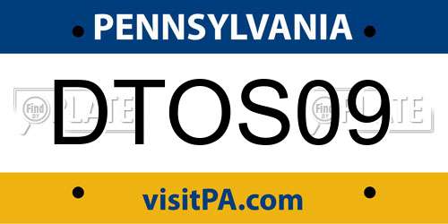 DTOS09 Pennsylvania License Plate