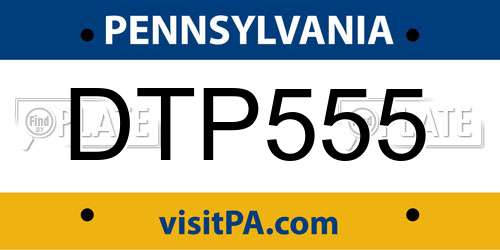 DTP555 Pennsylvania License Plate