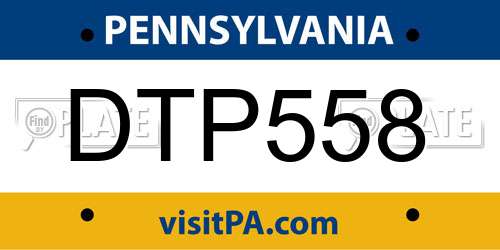 DTP558 Pennsylvania License Plate