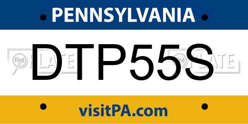 DTP55S Pennsylvania License Plate