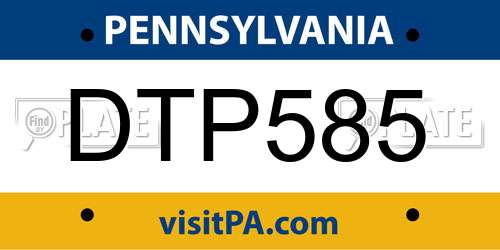 DTP585 Pennsylvania License Plate