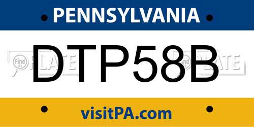 DTP58B Pennsylvania License Plate