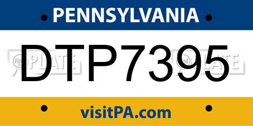 DTP7395 Pennsylvania License Plate