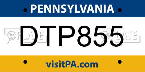DTP855 Pennsylvania License Plate
