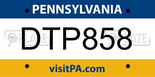 DTP858 Pennsylvania License Plate