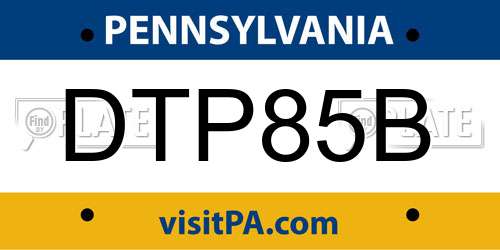 DTP85B Pennsylvania License Plate