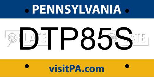 DTP85S Pennsylvania License Plate