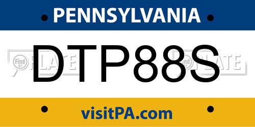 DTP88S Pennsylvania License Plate