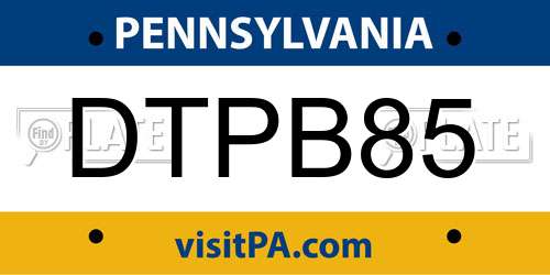 DTPB85 Pennsylvania License Plate