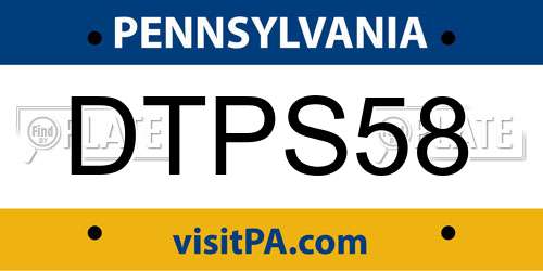 DTPS58 Pennsylvania License Plate