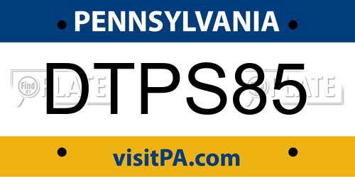 DTPS85 Pennsylvania License Plate