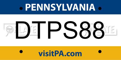 DTPS88 Pennsylvania License Plate
