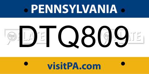 DTQ809 Pennsylvania License Plate
