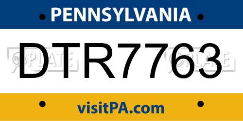 DTR7763 Pennsylvania License Plate