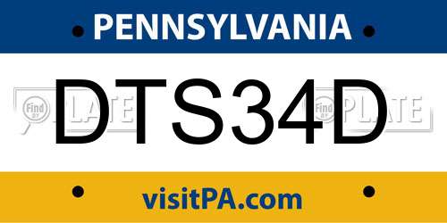 DTS34D Pennsylvania License Plate