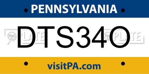 DTS34O Pennsylvania License Plate