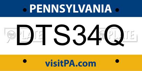 DTS34Q Pennsylvania License Plate