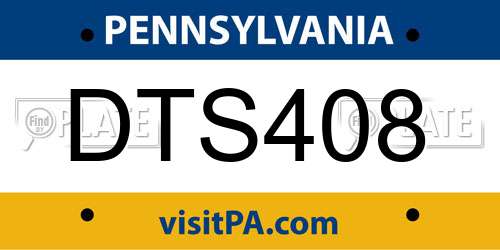 DTS408 Pennsylvania License Plate