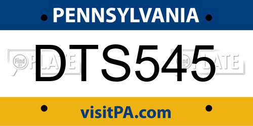 DTS545 Pennsylvania License Plate