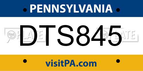 DTS845 Pennsylvania License Plate