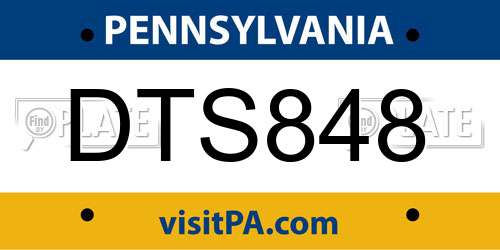 DTS848 Pennsylvania License Plate