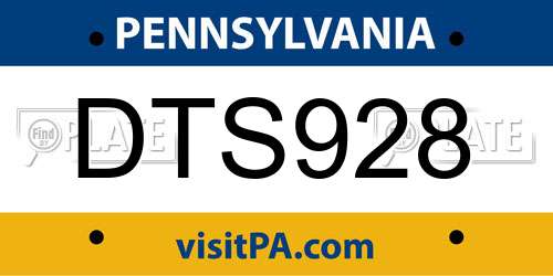 DTS928 Pennsylvania License Plate