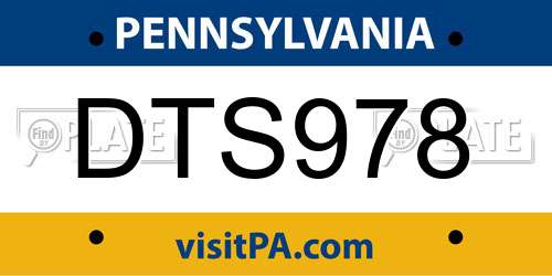 DTS978 Pennsylvania License Plate