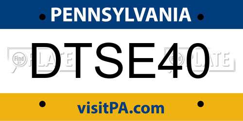 DTSE40 Pennsylvania License Plate