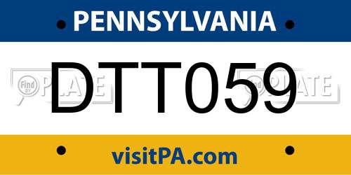 DTT059 Pennsylvania License Plate
