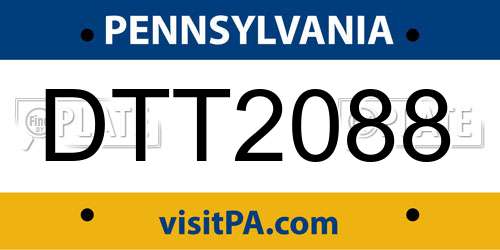 DTT2088 Pennsylvania License Plate