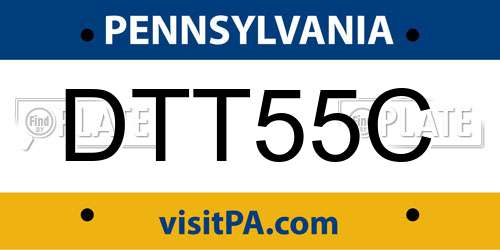 DTT55C Pennsylvania License Plate