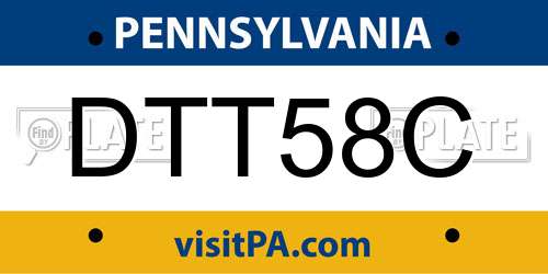 DTT58C Pennsylvania License Plate