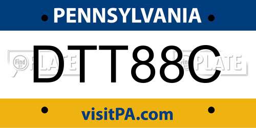 DTT88C Pennsylvania License Plate