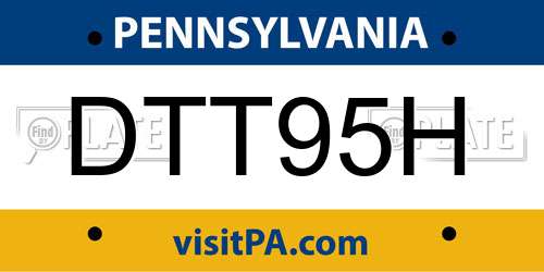 DTT95H Pennsylvania License Plate