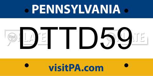 DTTD59 Pennsylvania License Plate