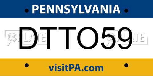 DTTO59 Pennsylvania License Plate