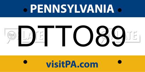 DTTO89 Pennsylvania License Plate